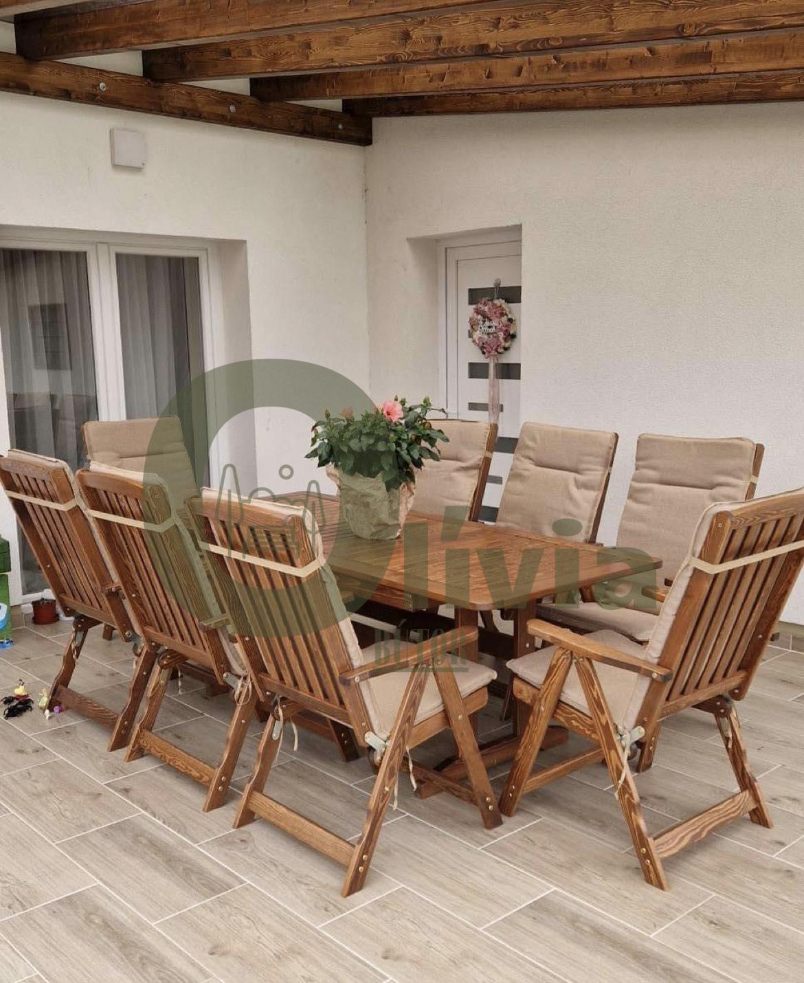 Kerti bútor 6 vagy 8 székkel, melyek háttámlája 5 pozícióban állíthatóak - Image 2