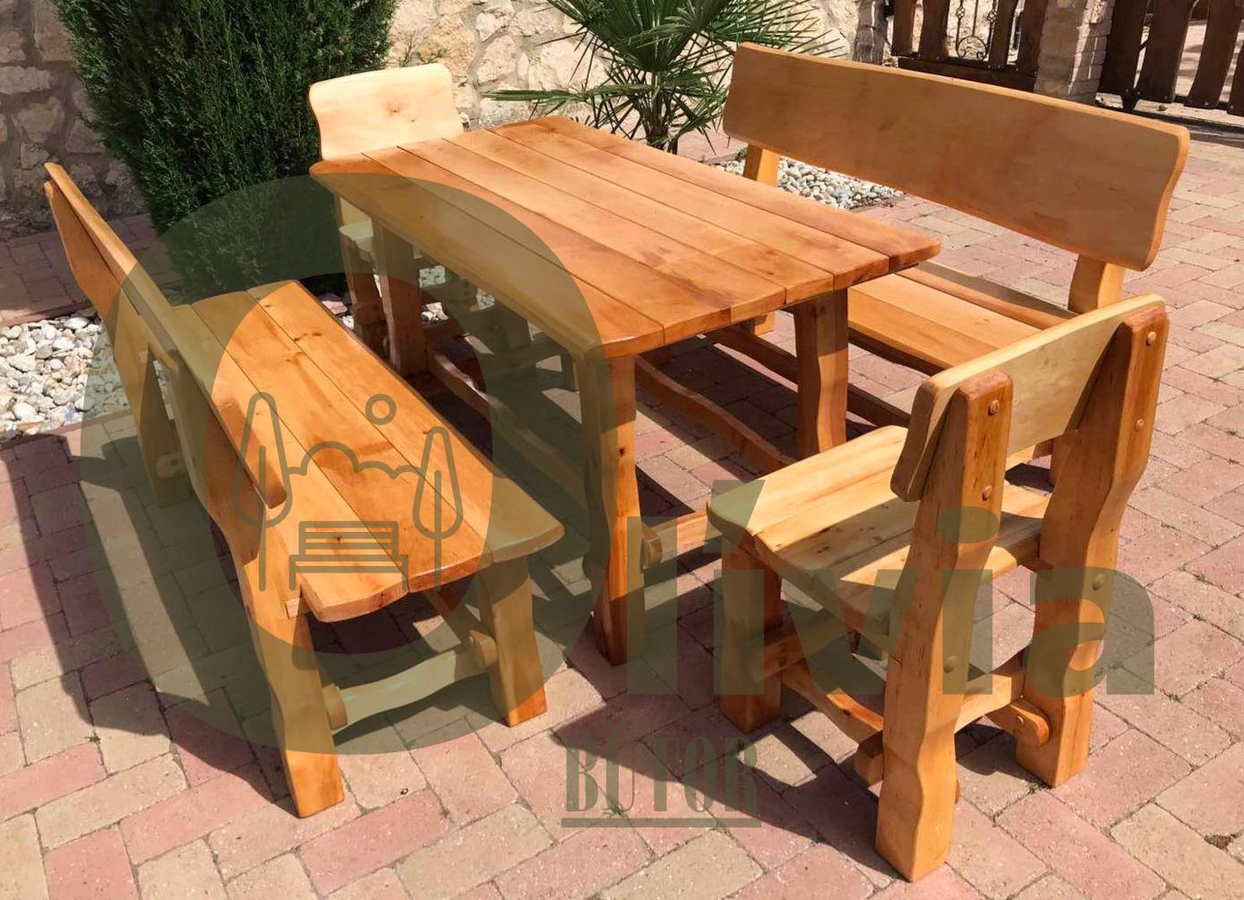 Rönkhatású kerti bútor 2 paddal és 2 székkel - Image 2