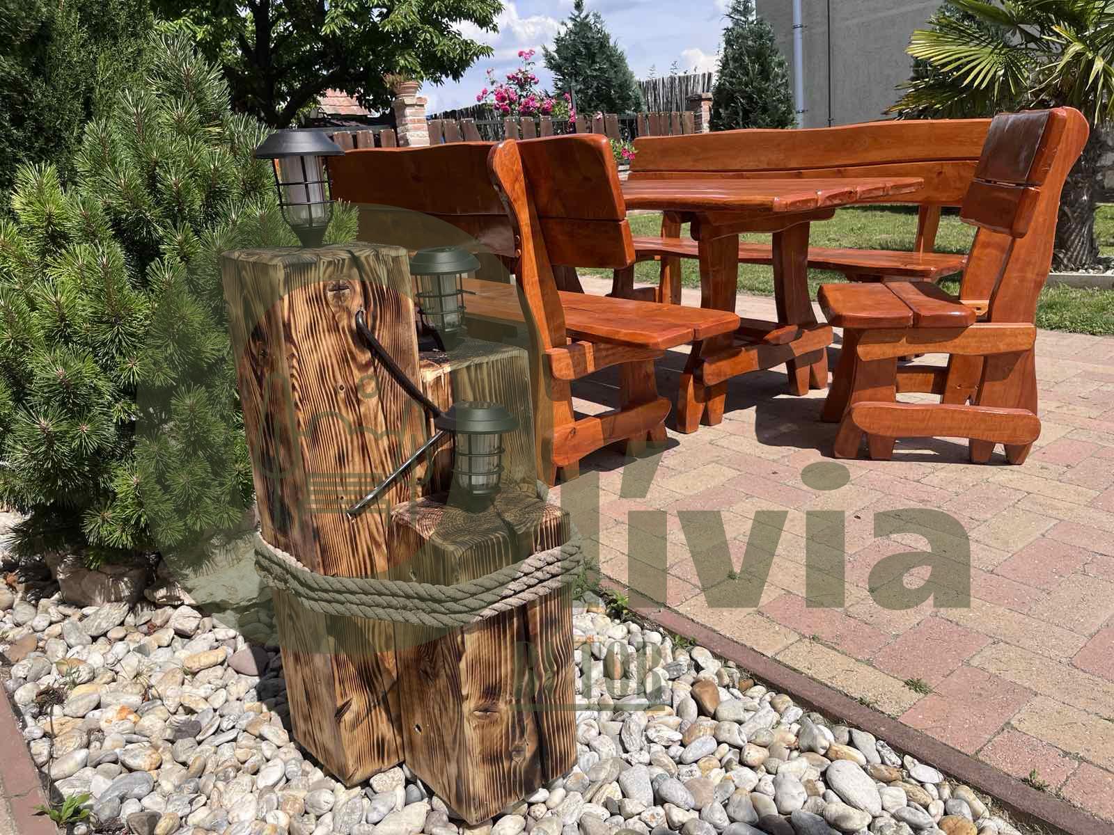 Egyedi gyártású rusztikus kerti bútor 2 paddal és 2 székkel - Image 2