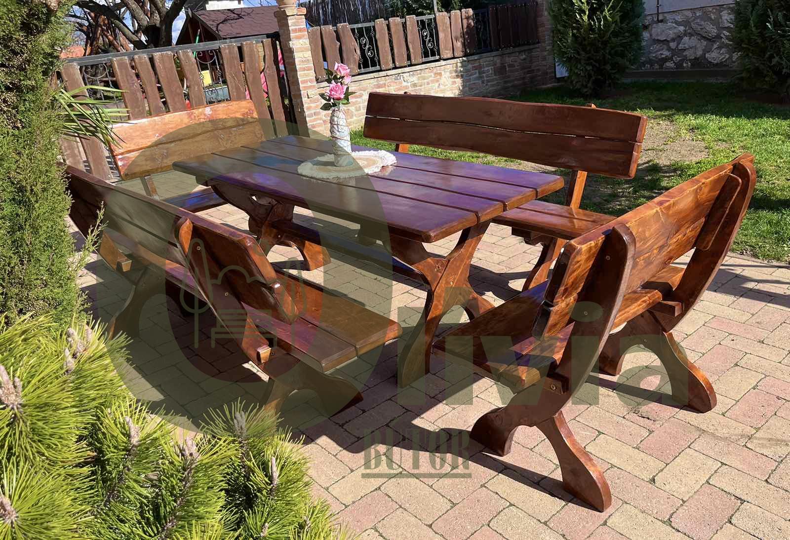 Rönkhatású kerti bútor 4 db paddal